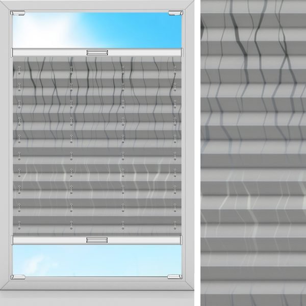 Plissee Elektro, Grau, lichtdurchlässig & blickdicht