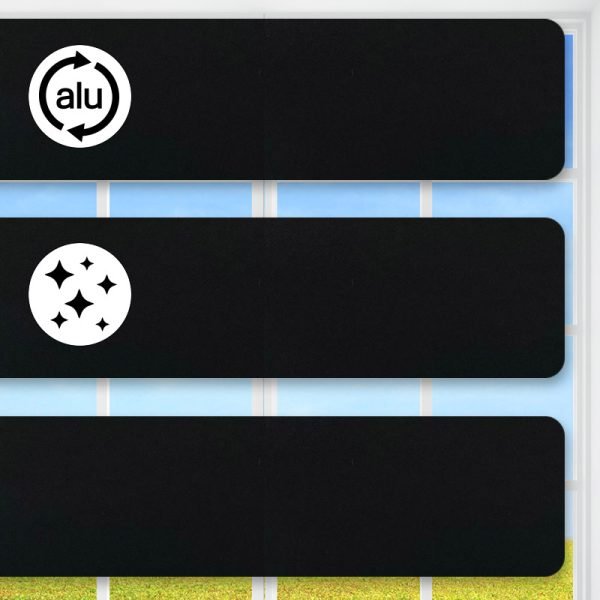 Flexible Alu-Jalousie, Schwarz, 25 mm Lamelle, glänzend lackiert