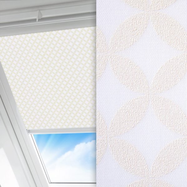 Dachfenster Rollo Dala, weiss, lichtdurchlässig & blickdicht, feucht abwischbar, gold glänzend