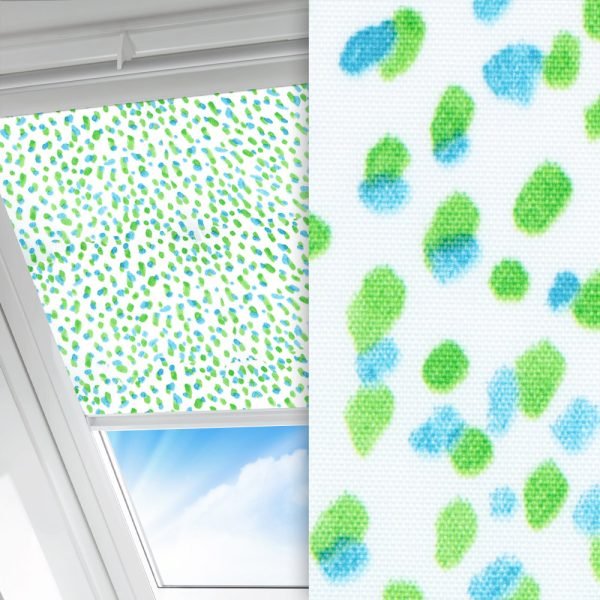 Dachfenster Rollo Punta, weiss/grün, lichtdurchlässig & blickdicht, feucht abwischbar