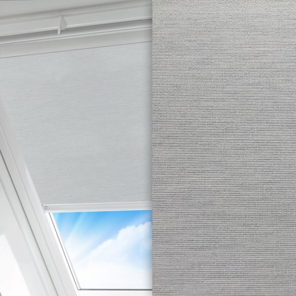 Dachfenster Rollo Luxa, grau, lichtdurchlässig & blickdicht, Rückseite Perlmutt, schmutzabweisend, feucht abwischbar
