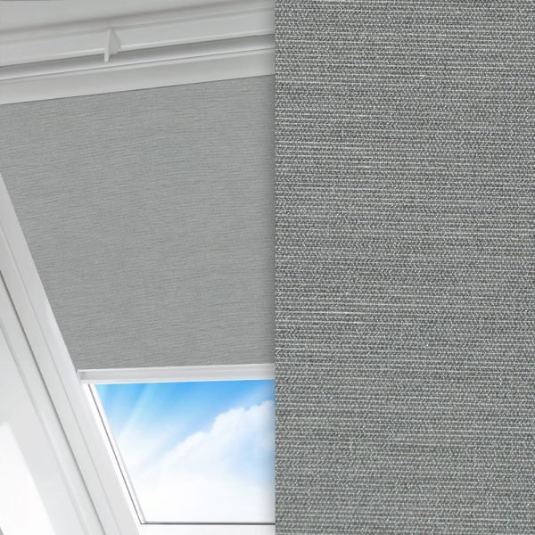Dachfenster Rollo Luxa, grau, lichtdurchlässig & blickdicht, Rückseite Perlmutt, schmutzabweisend, feucht abwischbar