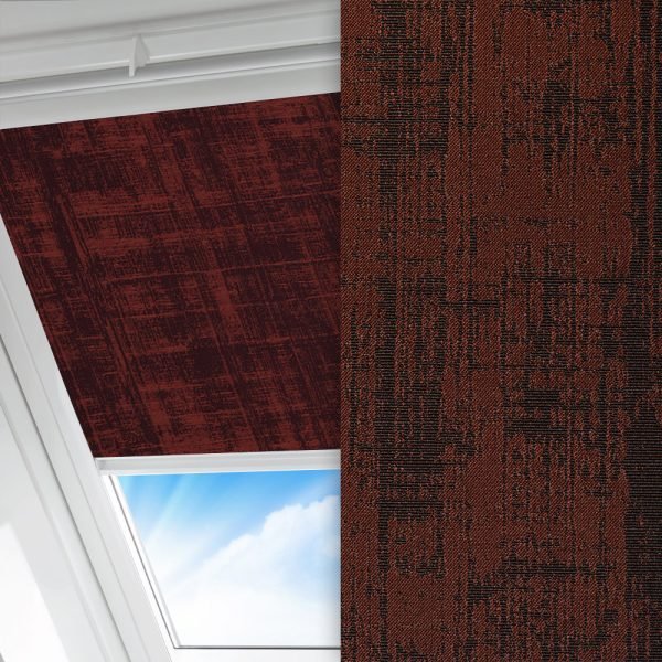 Dachfenster Rollo Terra, braun/schwarz, lichtdurchlässig & blickdicht, feucht abwischbar, kupfer glänzend
