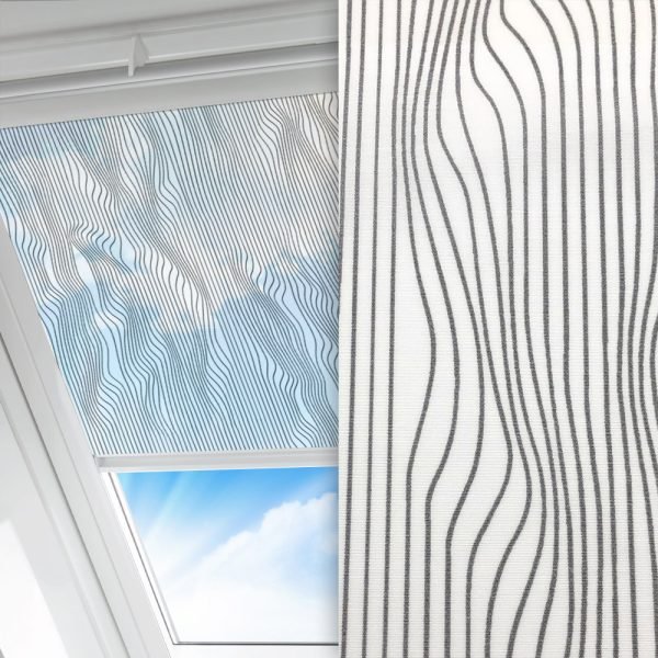 Dachfenster Rollo Optika, grau/weiss, transparent, feucht abwischbar