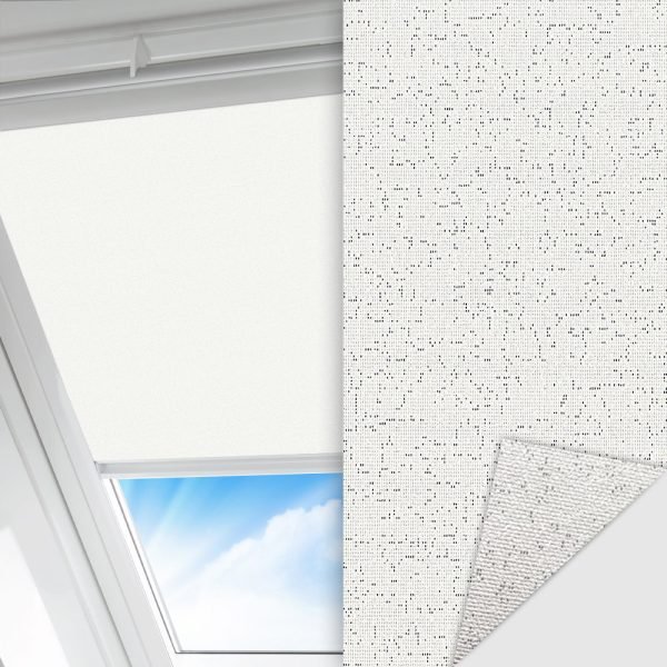 Dachfenster Rollo Techno, weiss, lichtdurchlässig & blickdicht, Rückseite Alu, schmutzabweisend, feucht abwischbar