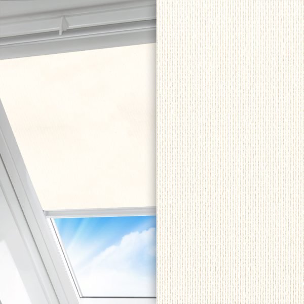 Dachfenster Rollo Prima Safe, weiss, abdunkelnd, Rückseite Perlmutt, schmutzabweisend, feucht abwischbar