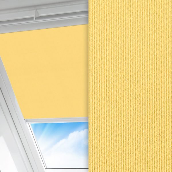Dachfenster Rollo Prima Safe, gelb, abdunkelnd, Rückseite Perlmutt, schmutzabweisend, feucht abwischbar