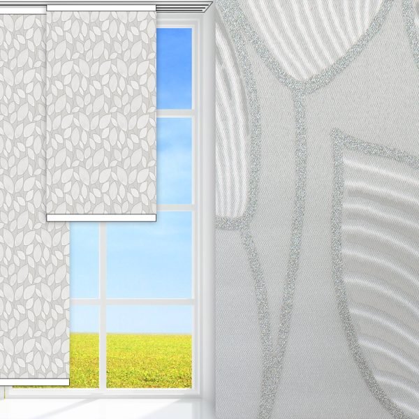 Flächenvorhang Arbor, grau/weiss, lichtdurchlässig & blickdicht, feucht abwischbar, silber glänzend