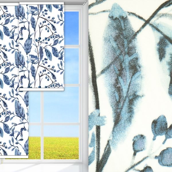 Flächenvorhang Frost, blau/weiss, lichtdurchlässig & blickdicht, feucht abwischbar