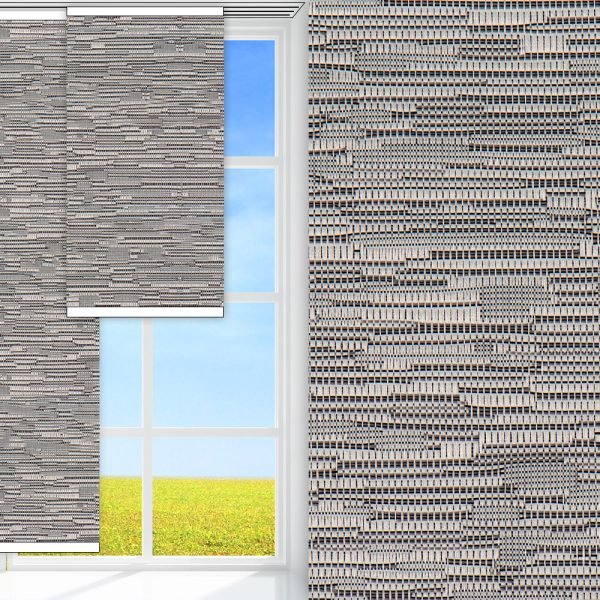 Flächenvorhang Maison, grau, komplett verdunkelnd, feucht abwischbar
