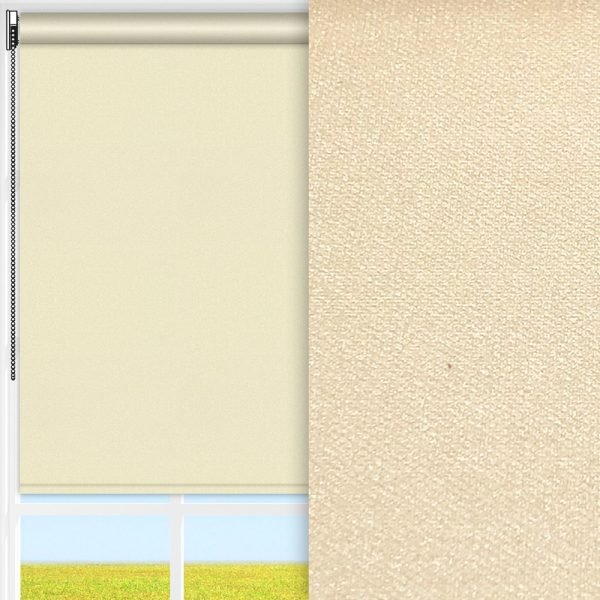 Rollo Prima Perla, beige, lichtdurchlässig & blickdicht, Rückseite Perlmutt, schmutzabweisend, feucht abwischbar, beige glänzend