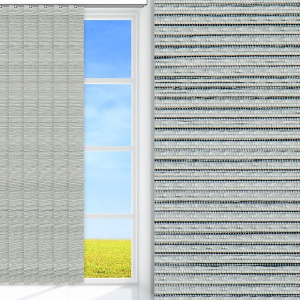 Lamellenvorhang Linea, grau, lichtdurchlässig & blickdicht, Rückseite Teflon, feucht abwischbar