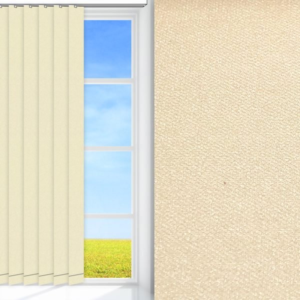 Lamellenvorhang / Vertikalanlage Prima Perla, beige, lichtdurchlässig & blickdicht, Rückseite Perlmutt, schmutzabweisend, feucht abwischbar, beige glänzend